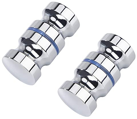 Lot de 2 poignées de porte de douche - 30 mm - En acier inoxydable massif nu - Vis M8 - Convient pour salle de bain, cuisine et bureau
