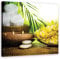 Feeby Tableau toile Bougies Spa Zen Bambou 30x30 cm Image Photo Orchidée Nature morte Bien-être Bol jaune