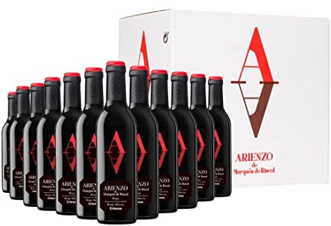 Arienzo de Marqués de Riscal - Vino tinto Crianza Denominación de Origen Calificada Rioja, Variedad Tempranillo, 18 meses en barrica - Caja 12 botellas pequeñas x 375 ml - Total 4500 ml