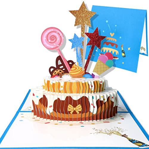 Adispotg Happy Birthday Karte, 3D Pop up Geburtstagskarte, Geburtstagsgrusskarte mit Umschlag fuer Kinder Frauen Mama Papa Frau Mann Geschaeft