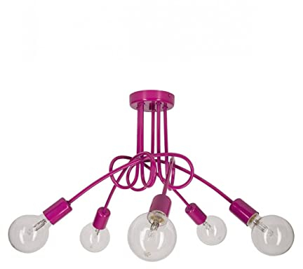 Light-Home Edison Deckenbeleuchtung Lampen Deckenlampen - Deckenlampe Industrial für Wohnzimmer Schlafzimmer und Esszimmer aus Metall - Pendelleuchte 5-Flammig - Violett