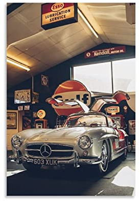 Vintage Auto Poster Mercedes Benz 300sl Roadster Poster Dekorative Malerei Leinwand Wandkunst Wohnzimmer Poster Schlafzimmer Gemälde 30 x 45 cm