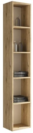 Mama Store Mueble Columna, librería montada, Reversible, suspendida de día, Cuatro estantes de Madera, 30 x 22 x 160 cm de Altura, diseñado, Roble Natural