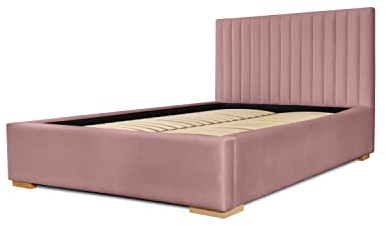 Siblo Bett 140x200 cm - Modern Polsterbett - Doppelbett mit Bettkasten und Lattenros - Lina Kollektion - Robust Bett mit Stauraum - Bettgestell aus Holz - Rosa