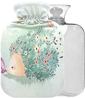 Niedliche Cartoon-Tiere, Igel, Wärmflasche mit Bezug, 1 l, kleiner Wärmbeutel zur Schmerzlinderung, heiße und kalte Kompresse, BPA-frei