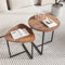 HOJINLINERO Lot de 2 petites tables basses pour salon, table d'appoint industrielle, table d'appoint ronde, cadre en métal durable avec aspect bois, pour salon, marron