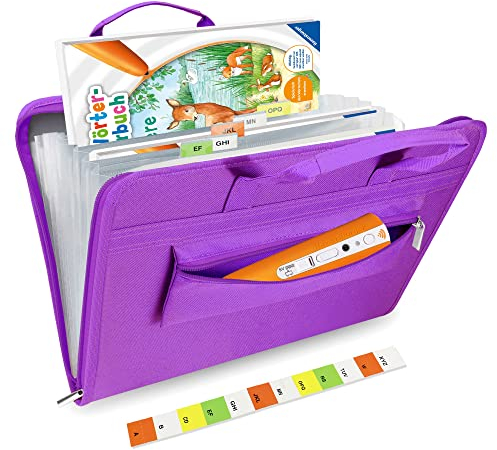 Tasche für Tiptoi Stift, und für 1-5 Tiptoi Bücher, Transporttasche für TipToi Starterset, Kinder Elektronisches Spielzeug Organizer, Geburtstagsgeschenk für Mädchen ab 3 Jahren, Lila