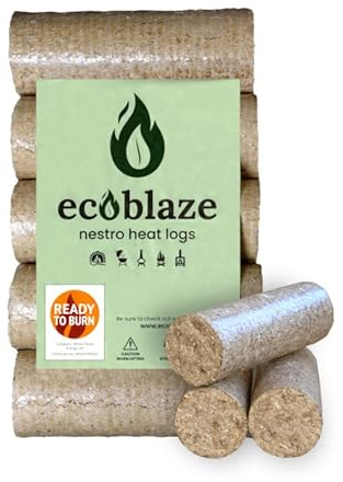 Ecoblaze Nestro Heat Logs | 6kg - 5 Briquettes | Long Burn Duration | Fire Logs | Eco Heat | Ideal for Wood Burner, Log Burner, Firepit, Wood Burning Stove & Chiminea | Ready To Burn