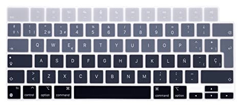 Boaulee Funda de teclado española para MacBook Air de 13.6 pulgadas 15.3 pulgadas (A2681 A2941)/para MacBook Pro de 14 pulgadas 16 pulgadas A2991 A2992 A2779 A2780 A2442 A2485, silicona (gris