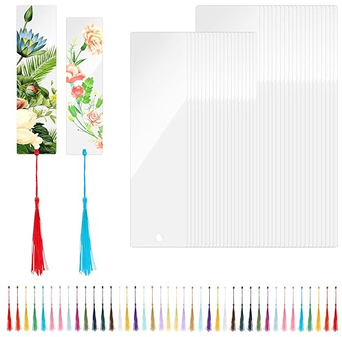 Hepzest 40 Stück Leere Acryl-Lesezeichen - Transparente Lesezeichen zum Basteln, DIY-Projekt-Bastelarbeiten