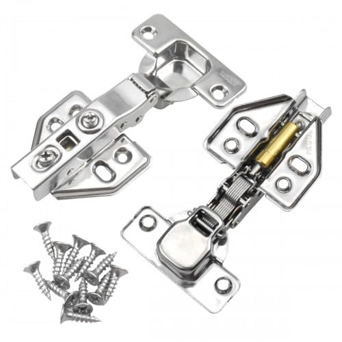 Lot de 2 charnières d'angle à 105 degrés - Charnières de porte de meuble pour armoire de cuisine, armoire, meuble, porte avec ressort hydraulique - Fermeture douce parfaite