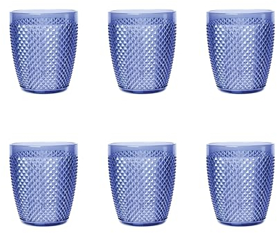 Excelsa Diamond Set 6 Bicchieri Blu, Plastica Infrangibile, Capacità 400 Ml., Riutilizzabile