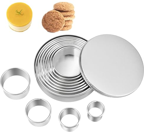 12 Stück Rund Ausstechformen, Plätzchen Ausstecher Rund, Ringe Keksausstecher, Kreis Gebäck Ausstecher, Für DIY Gebäck Utensilien,Edelstahl Cookie Cutter Für Kuchen,Kekse Und Donuts