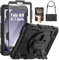 SEYMAC Case for Samsung Galaxy Tab A9 8.7 inch 2023, Shockproof Protective Galaxy A9 Tablet Case With Screen Protector/Hand Strap/Rotating Stand/Shoulder Strap, SM-X110/SM-X115/SM-X117 Case, Black