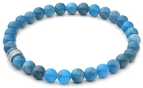 LAVISA Edelstein Armband - Echte Naturstein Perlen | Kristalle, Heilsteine | Onesize Unisex (Apatit 6mm)