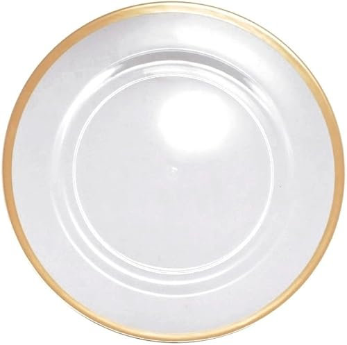Chaks 13344, Grande sous-Assiette Plastique Transparente avec Bord doré 33cm