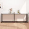 THOYTOUI Konsolentisch, FrisierTisch Regal Schreibtisch BeistellTisch Couch Mit Stauraum Geeignet für Eingangshalle Schlafzimmer Hotel Küche Weiß Marmor-Optik 220x35x75.5 cm Hartglas