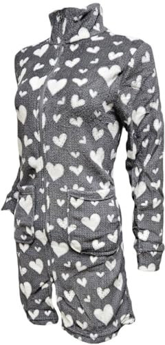 GARGIX VESTAGLIA DONNA CON CHIUSURA ZIP INVERNALE CALDO PILE CORAL MORBIDO (Vestaglia-2021 Grigio, S)