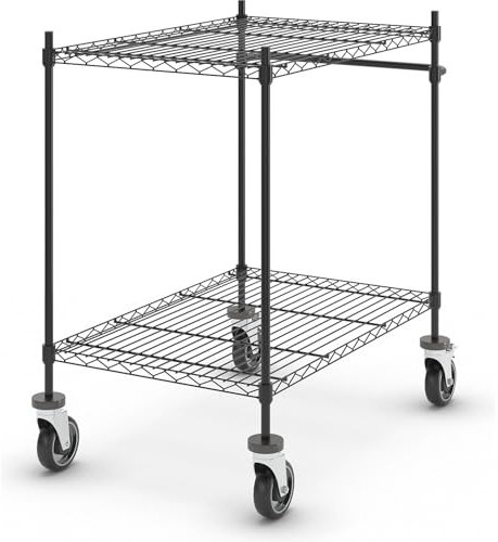 kaiserkraft | Drahtgitter-Tischwagen | schwarz | mit 2 Etagen | LxBxH 910 x 610 x 1025 mm