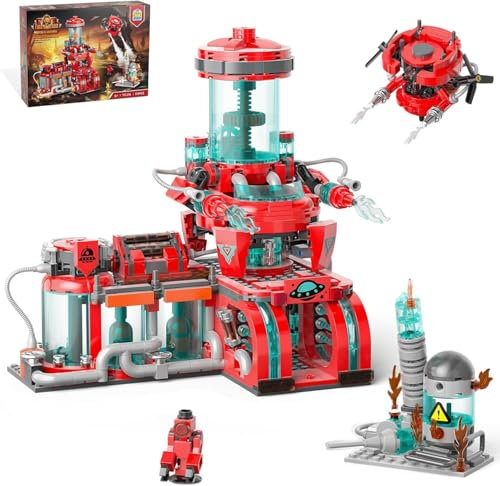 QLT QIAOLETONG City Weltraum Feuerwehr Spielzeug Klemmbausteine Baustein,MOC City Feuerwehr Kompatibel Mit Lego Feuerwehrroboterfür Kinder Jungen Mädchen Alter 6-11+ Jahren 919 Pcs