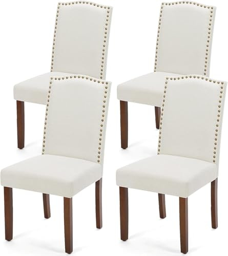 DUMOS Esszimmerstühle 4er Set, Elegant und Schön Modern Stühle Esszimmer, Pu-Leder Gepolstert küchenstühle, Esszimmerstuhl Geeignet für Küche, Wohnzimmer, Schlafzimmer (Beige)