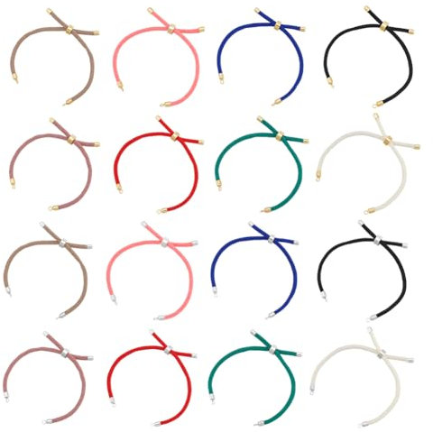 UNICRAFTALE 16Pcs 16 Colors Nylon Twist Cord Bracelet Making Sets 22-23cm Slider Bracelets Nylon Cord Chain Link Bracelet with Brass Findings Adjustable Bracelet Chains for DIY Bracelet Jewelry Making