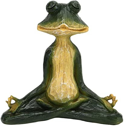 Aladeno Frog Statue Garden Outdoor Decoration Meditating Frog Miniature Figurine Yoga Frog Sculpture Yoga Frog Garden Statue Outdoor Pool Decor for Table Desk Office