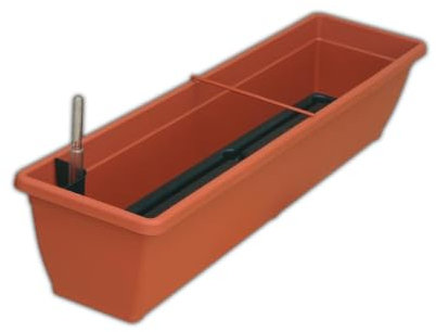 Erhard-Trading Blumenkasten Aqua Toscana mit Wasserspeicher und Wasserstandsanzeiger für Balkon oder Terrasse (Terracotta, 100 cm breit)