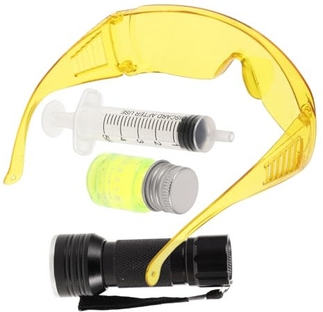 GLEAVI 1 Set Air Conditionné Fuite Voiture Climatiseur Automobile Voiture Fuite Kit UV Colorant Kit Lunettes Kit Climatiseur Kit Métal