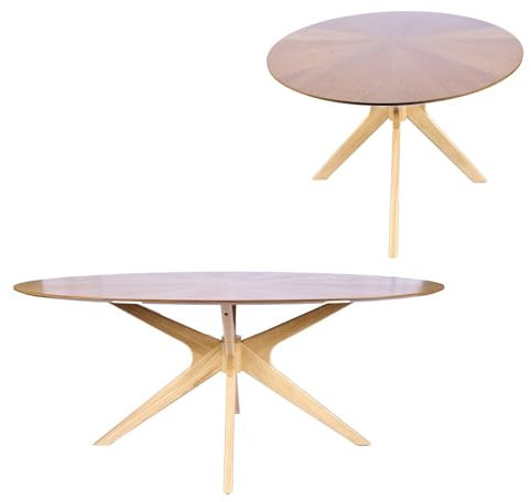 HABITMOBEL Mesa de Comedor Salon Ovalada de 180cm x 110cm Madera Chapa de Roble