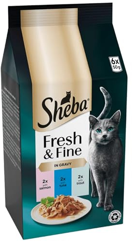 SHEBA Fresh & Fine Cat Pouches with Salmon & Tuna in Gravy 6x50g