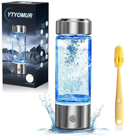 YTYOMUR Botella de agua de hidrógeno de 450 ml, generador de hidrógeno portátil con electrólisis de 3 minutos, botella de cristal recargable para oficina, hogar y exterior