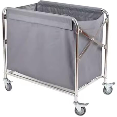 Foldable Laundry Basket On Wheels Large Industrial Rolling Laundry Cart Hamper with Removable Liner Bag Laundry Cart (Grey)
