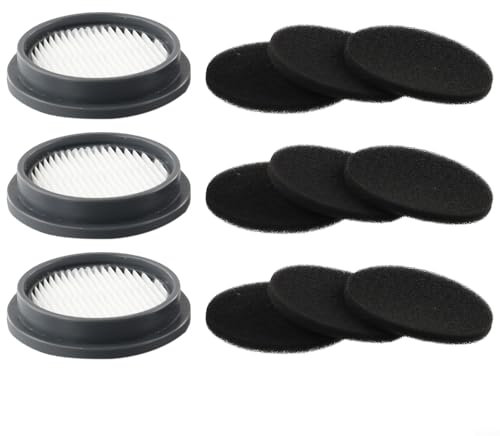 Juego de 3 filtros de repuesto principales y 9 opciones de esponja para aspiradoras Afoddon y ORFELD