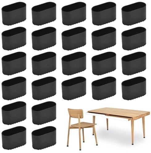 VGECEE 24 PCS Embouts de Pieds de Chaise, 38 * 20mm Embouts en Plastique pour Tubes Pieds de Meubles, Protège-Pieds de Chaise, Capuchon pour Pieds de Table pour Armoire Meubles