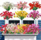 24 Bundles Artificial Flowers Bulk Outdoors UV Resistant Fake Silk Flowers Plastic Plants for Garden Window Box Porch Hanging Basket Backyard Patio Farmhouse Decor (a)