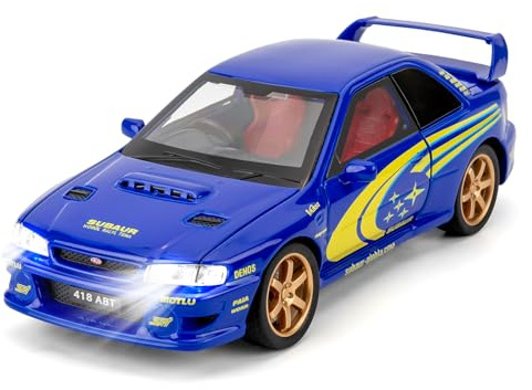 BGHSCA 1:32 Subaru Impreza Diecast-Modellauto, Spielzeugfahrzeug aus Zinklegierung mit Sound und Licht für Erwachsene und Kinder ab 3 Jahren (blau)