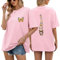 heekpek Tee Shirt Femme Oversize T Shirts à Manches Courtes Coton Très Large Col Rond Haut Lâches Top Grande Taille T-Shirt, Rose, XXL