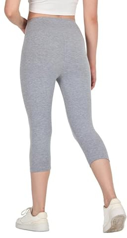 COMEOR Leggings Damen 3/4 Atmungsaktiver Baumwolle - High Waist Caprihose, Kurze Sport Leggins, Radlerhose Elastische Blickdicht Yogahose Sporthose