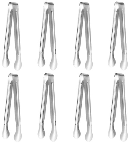 JYNXOR 8 Pièces Pince Acier Inoxydable Multifonction, Pince à Glaçons, Pince Bonbon, Mini Pince de Service, Pince à Aliments en Métal, pour Glace Candy Bar Sucre Biscuit Buffet Grill Bar Cuisine