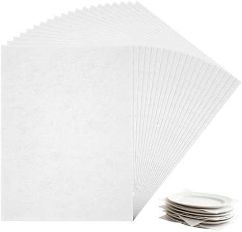 Diakey 20 Pack Platter Storage Dividers - 40x30cm Long Felt Porcelain Plate Dish Protectors, Tray Separators Pads for Stacking in Cabinet or China Storage Containers