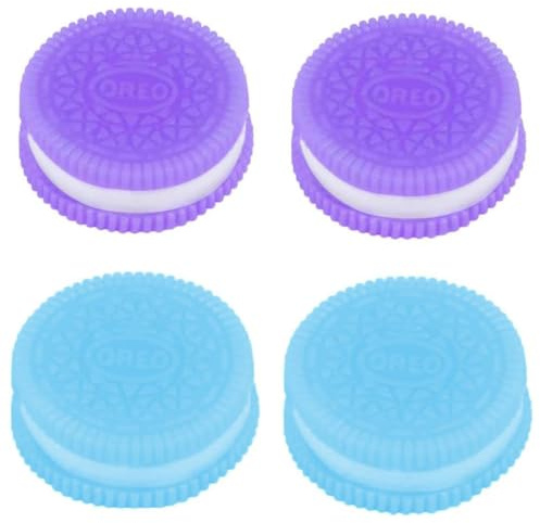 MUNZE Juguetes Antiestrés, 4 Piezas Taba Squishy, Colores 2 Azul Y 2 Morado, 3.8Cm Largo X 1Cm Alto