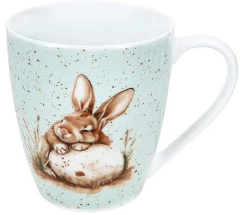 Ritzenhoff & Breker Bunny grün Kaffeebecher I 300 ml, Ø 8,5 cm I Porzellan Becher mit Hasen & Eier Dekor I frühlingshafte Tasse für Kaffee, Tee oder Kakao zu Ostern