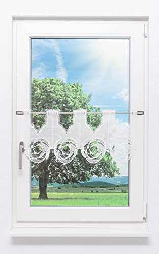 Plauener Spitze Scheibengardine Circles (Bx H) 80cm * 31cm weiß