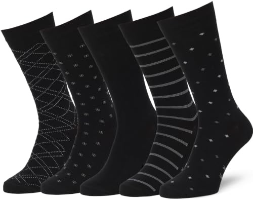 Easton Marlowe Mens Dress Socks 10-13 Black Dress Socks 9-12 6 Pack Classic Patterned Socks #4-3 Men's Socks & Hosiery Size 10-13 Gifts for Men