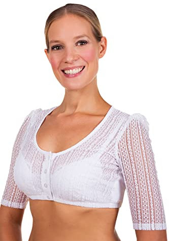 Edelnice Trachtenmode Verschiedene Dirndlblusen Modelle aus Spitze und Baumwolle Gr. 32-54, Kassandra, 34