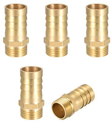 sourcing map Raccord Cannelé Laiton Tuyau Connecteur Adaptateur 16mm Barbeléx3/8 G Mâle 5pc