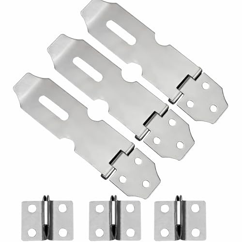 MACHSWON 3 Pcs Stainless Steel Padlock Hasp 2-1/2 inch Door Latch Padlock Catch for Door Window Cabinet Pet Cage Crate Fitting Accessories