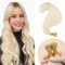 Elailite Hair Extensions Real Human Hair - Pre Bonded I Tip Stick Tip Keratin Hair Extension - 100% Remy Hair Straight 100 Strands - #60 Platinum Blonde - 16 inches
