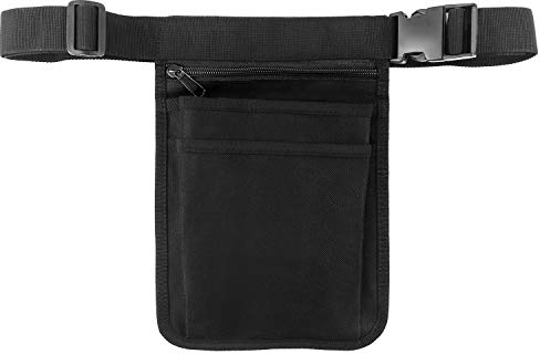 QWORK® Krankenschwester Taschen Hüfttasche, Krankenschwester Organizer mit Verstellbarem Gürtel, für Schere Pflegeset Werkzeug - Schwarz
